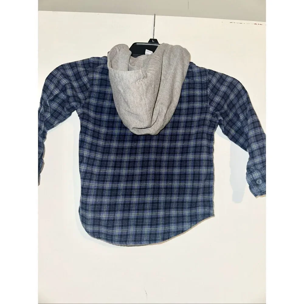 Old Navy Button up Hooded Long Sleeve Flannel shirt boys size 4T